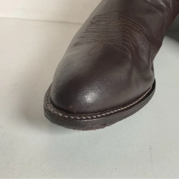 Vintage Nocona Brown Boar Skin Cowboy Boots 13 D Wild Pig
